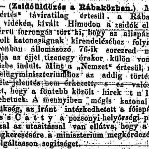 „Zsidóüldözés a Rábaközben.” (Forrás: Budapesti Hírlap, 1882. 11. 23., 6. o.)
